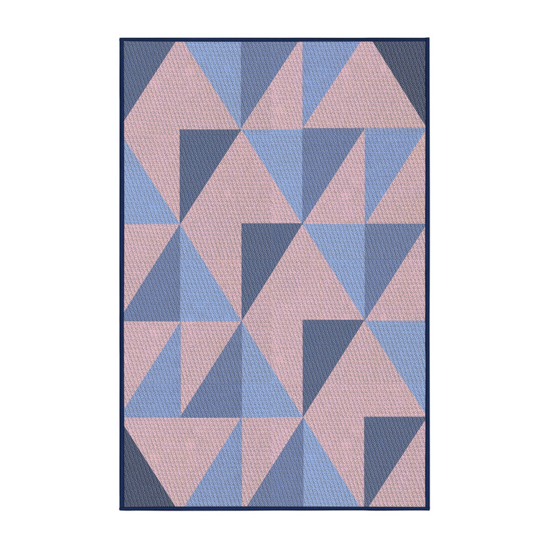 Tapis à motifs pêche/bleu/mauve zone mauve, Rectangle 5 pi x 7 pi