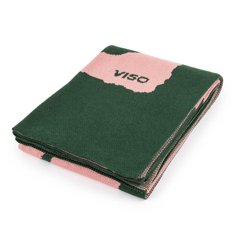 Hand Woven Throw Blanket, Army Green/Pink