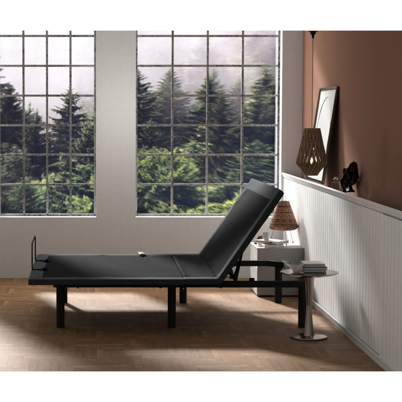Base de lit réglable Os4 pour grand lit - position de la tête et des pieds, télécommande sans fil, assemblage, pliage central, domaine d'assemblage facile, grand lit gris noir avec aspect, construction robuste, vision,