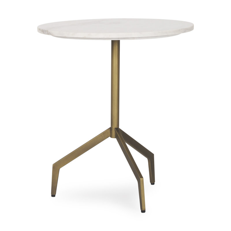 Table de bout ovale blanche et dorée 20 po, Doré