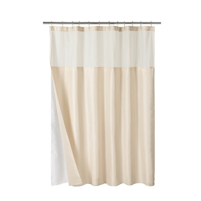 Hulett Slub Linen Texture Shower Curtain With Snap-In Liner Hooks Included