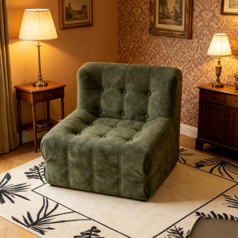 Emerald Green Velvet Waffle Couch, Deep Seat Compact Sofa With Compression Technology, Luxurious Tufted Loveseat For Living Room