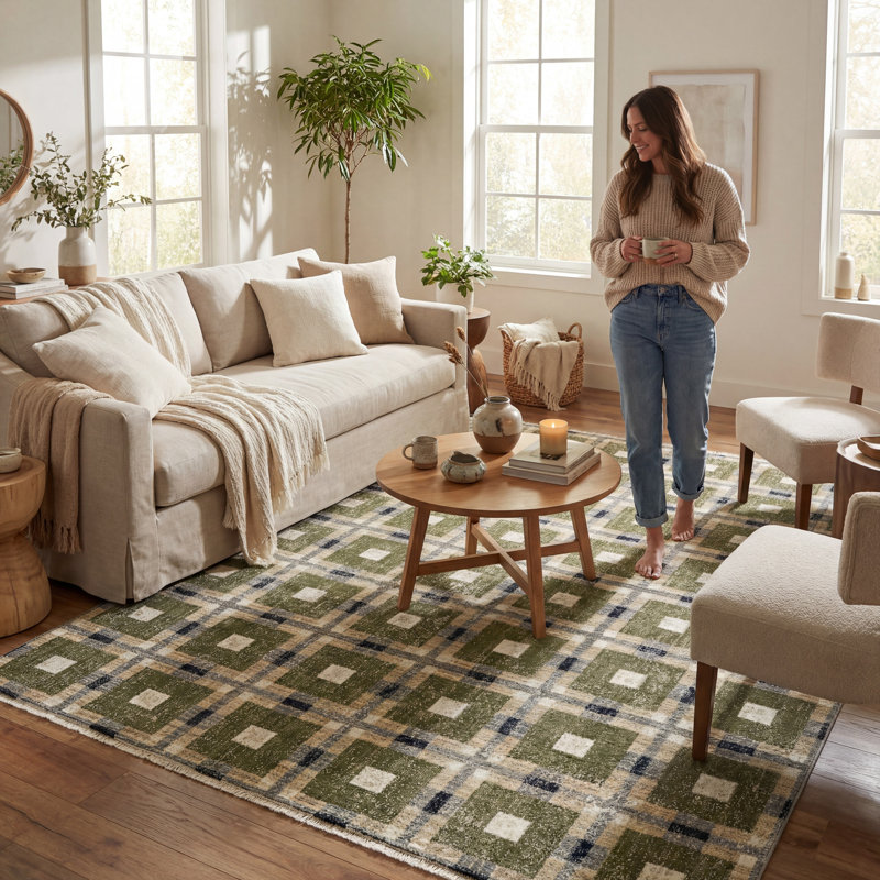 Tapis écossais moderne Sorelle, Green, Rectangle 8'10" x 13'