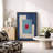 Abstract Vibrant Color Blocks "Mid-Century Blue Shapes Artwork, Geometric Illustration Modern Minimalist Wall Pictures, Large Framed Canvas Giclee Print Wall Art"-100707915-100707916