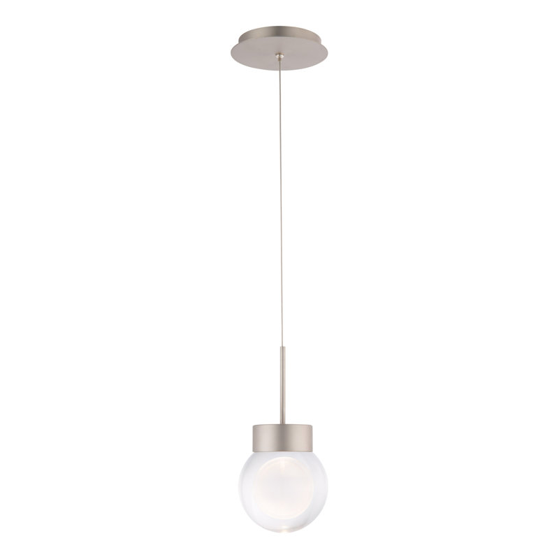 Double Bubble 1 - Light Single Globe LED Pendant, Satin Nickel