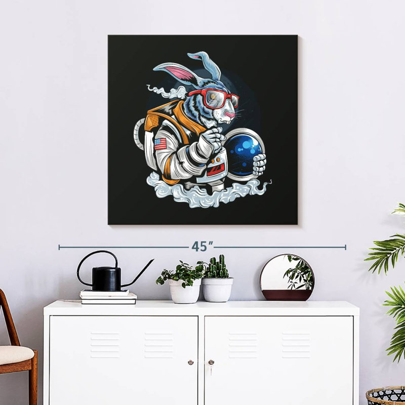 Crowle Lapin astronaute, H 30 po x l 30 po