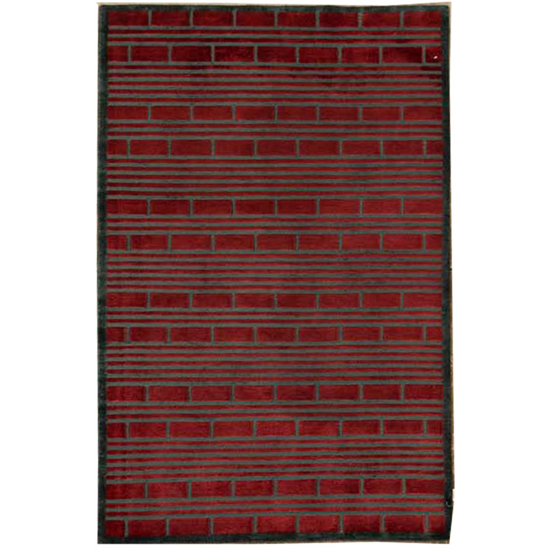 Hand-Knotted High-Quality Wine and Brown Area Rug