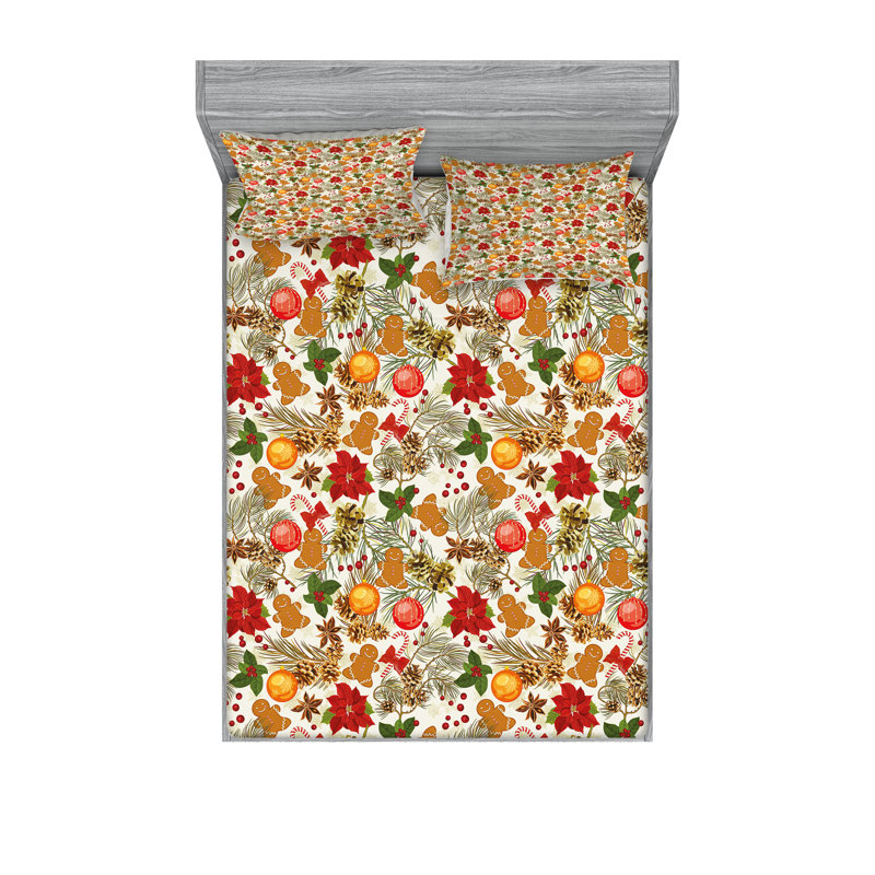 Multicolore drap-housse et coussin décoratif Ambesonne, Ensemble de draps pour lit double + 5 pièces supp
