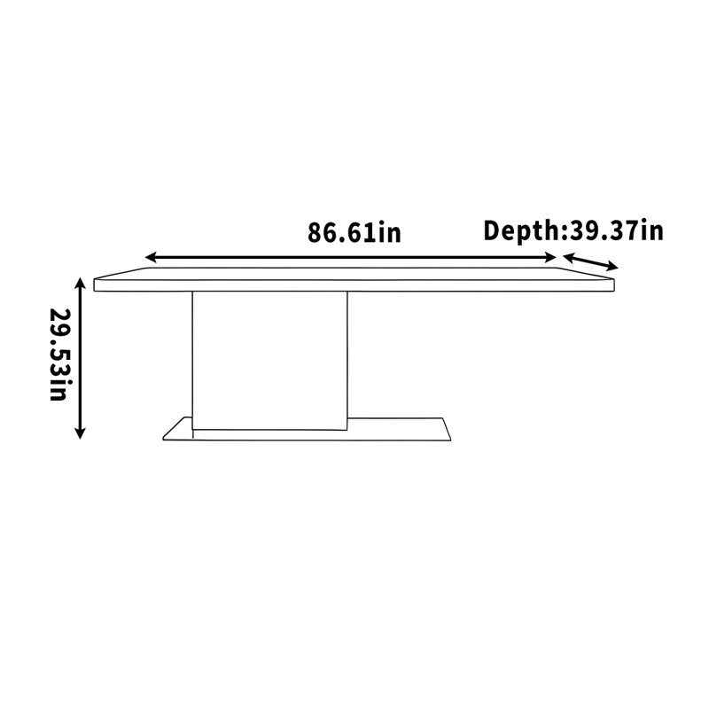 Bureau rectangulaire simple pour le bureau ou la maison, H 29,53 po x l 86,61 po x P 39,37 po, Noir