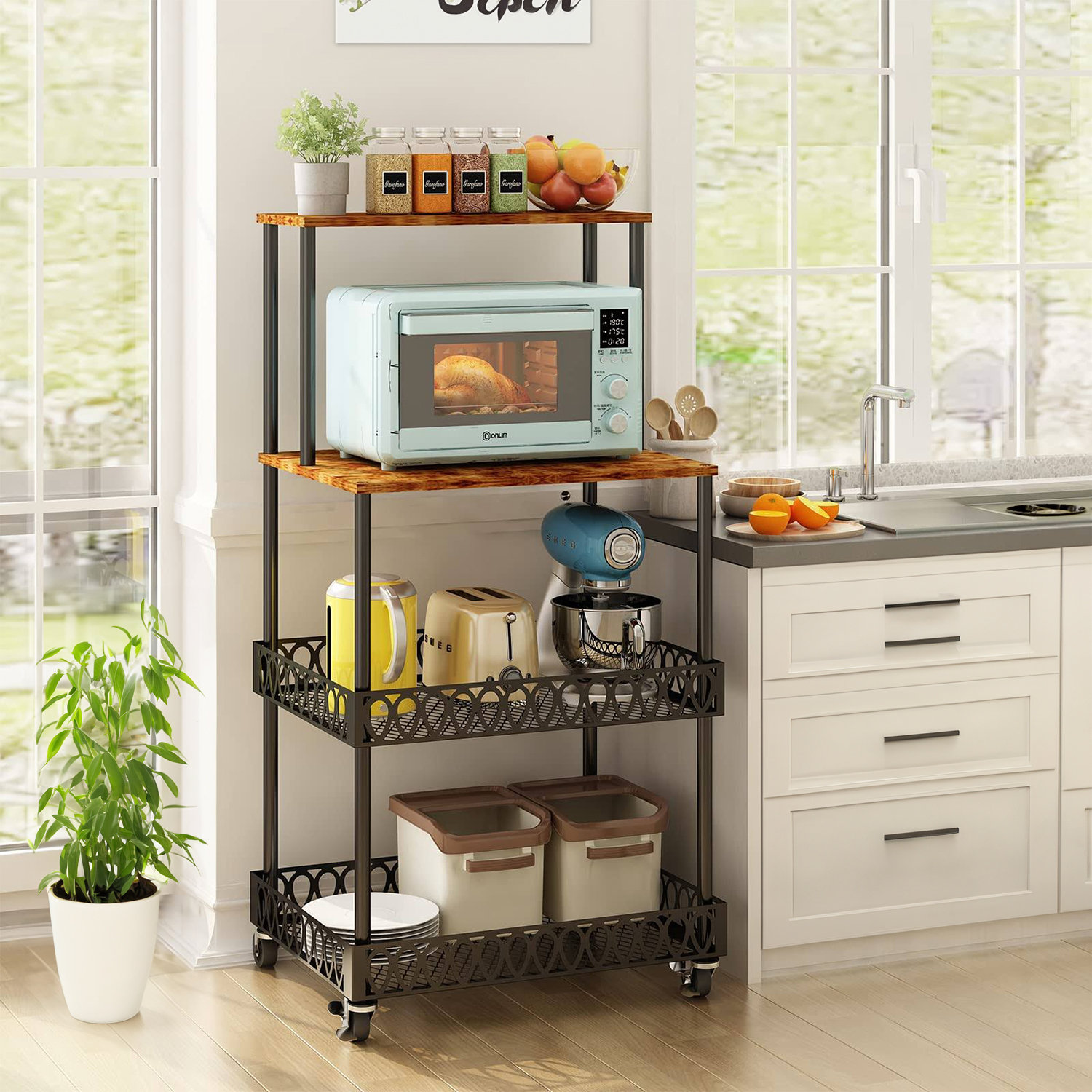 Rebrilliant Olicia 23.62'' W Iron Shelving Unit with Wheels | Wayfair