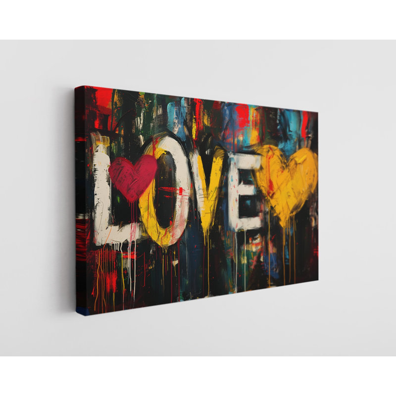 «Love Letters Heart Street Graffiti», reproduction sur toile, H 30 po x l 45 po