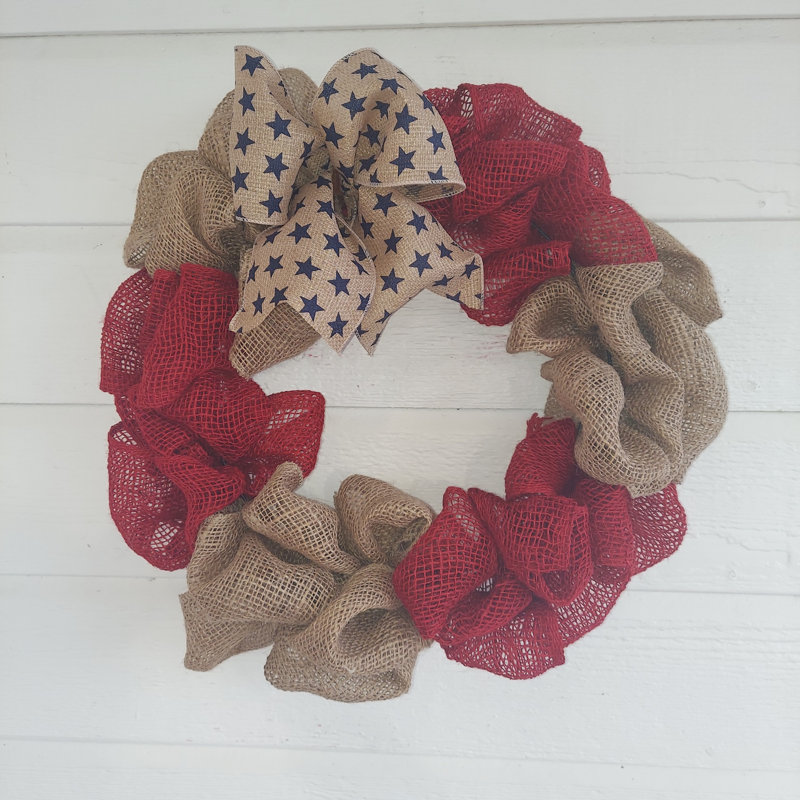 Couronne de toile de jute patriotique 16 po