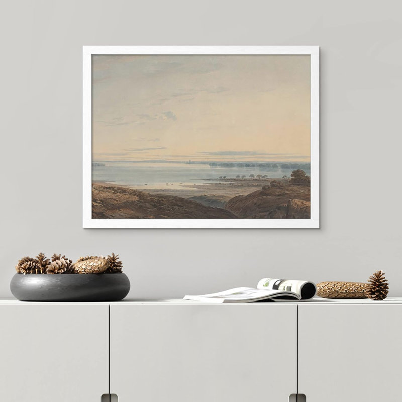 Reproduction d'art rétro sur mur de plage rétro, impression de paysage naturel pour le salon, encadrée sur papier, Blanc