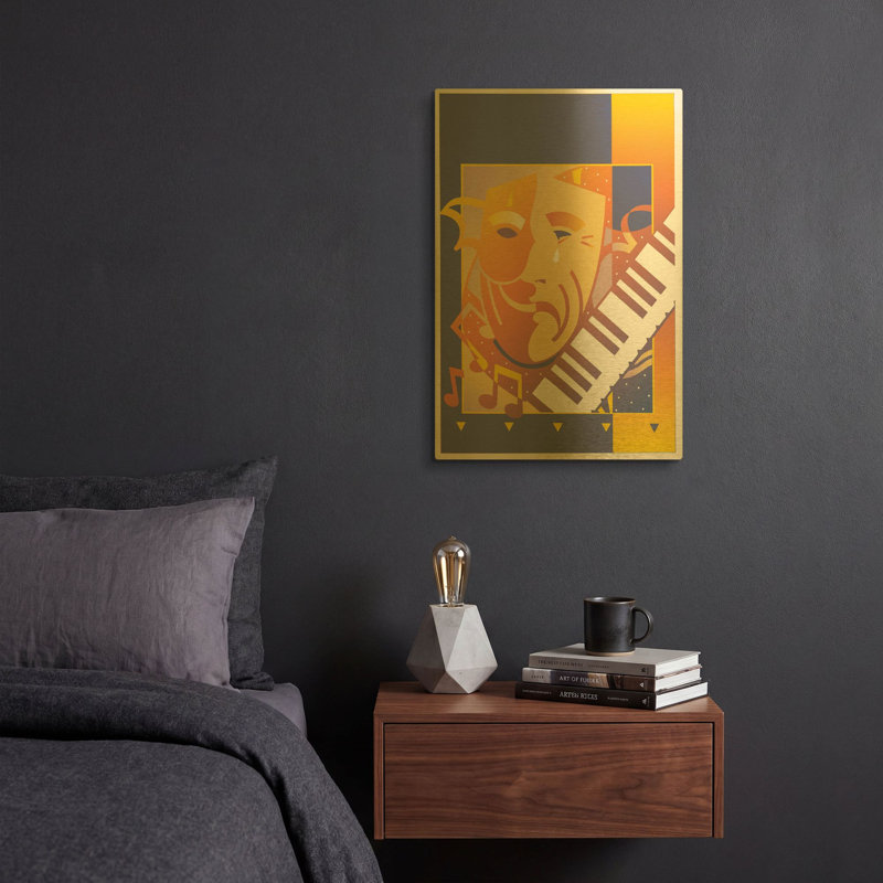 «Arts and Music» par David Chestnutt, art mural en métal doré, 12 po x 16 po, 12 po x 16 po