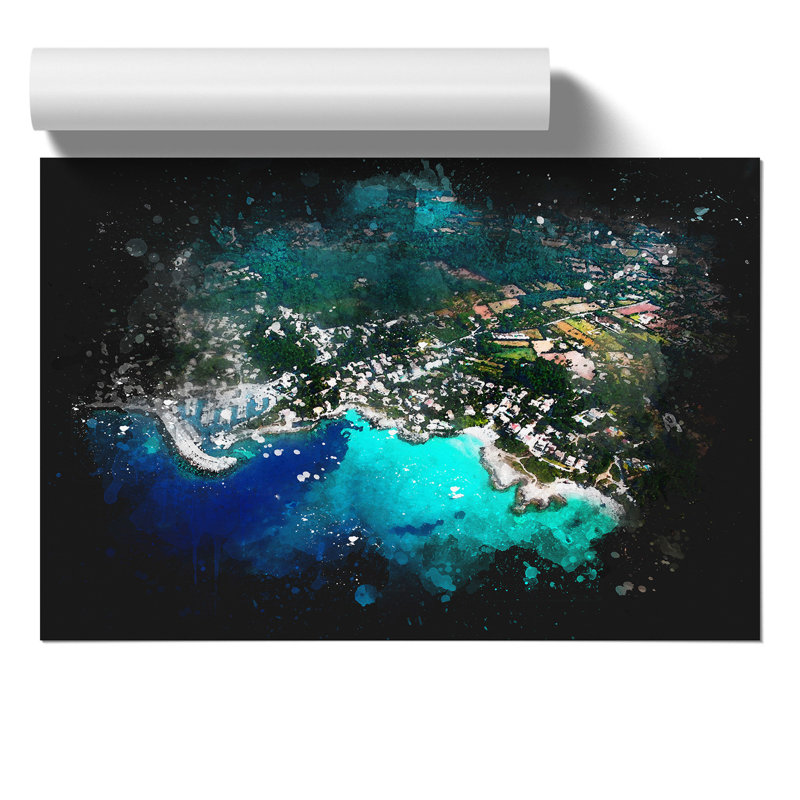 Over Mallorca in Spain - Unframed Painting, 59cm H x 84cm W x 0.1cm D
