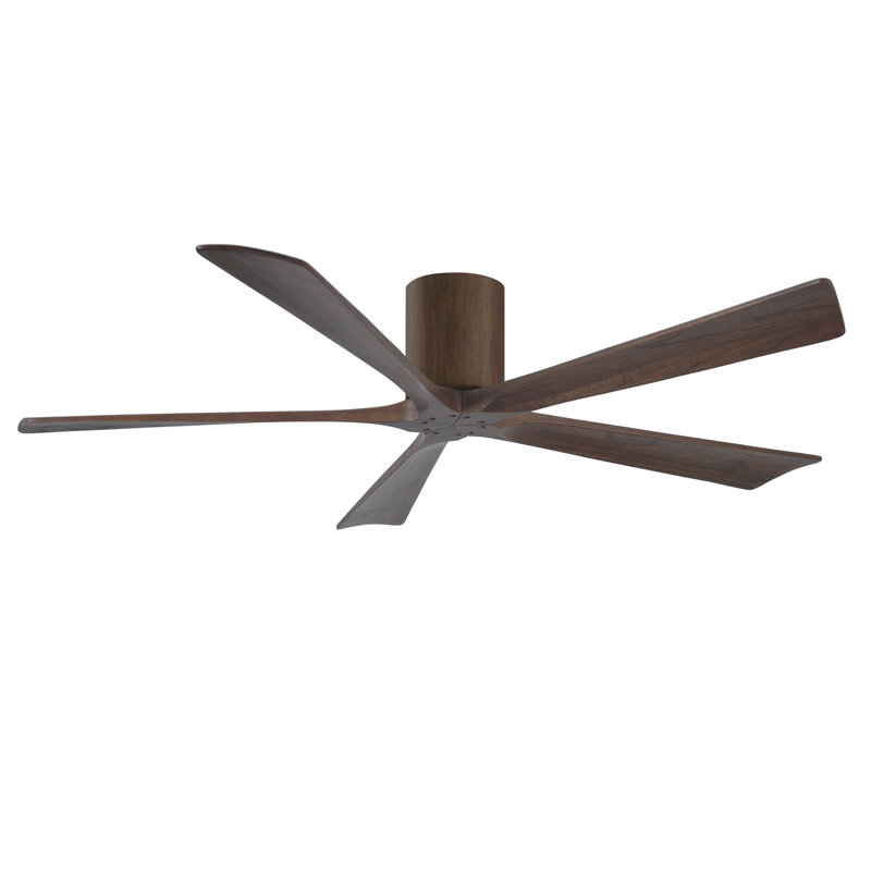 60" Irene 5-Blade Hugger Ceiling Fan with Wall Remote, Walnut Tone, 60", Walnut