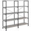 Bibliothèque rustique en bois flotté gris, 4 tablettes, utilisation de bureau, bibliothèque en métal noir à 4 tablettes et support noir