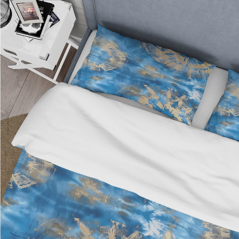 Blue Gold Boho - Ensemble de housse de couette Boho, Housse de couette très grand et 2 très grandes t
