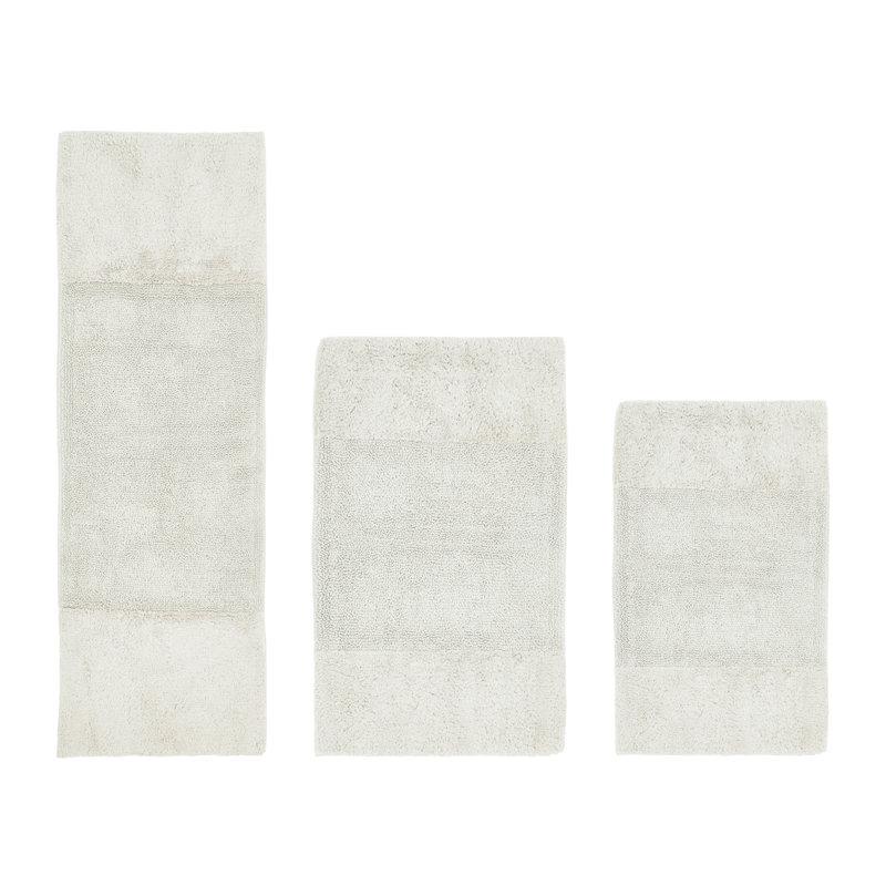 Ensemble de tapis pour salle de bain 3 pièces 100% coton 2155 g / m² Merkle, certifié OEKO-TEX®, envers en latex antidérapant, touffeté moelleux, super absorbant, lavable à la machine pour salle de bain, douche et baignoire, ivoire