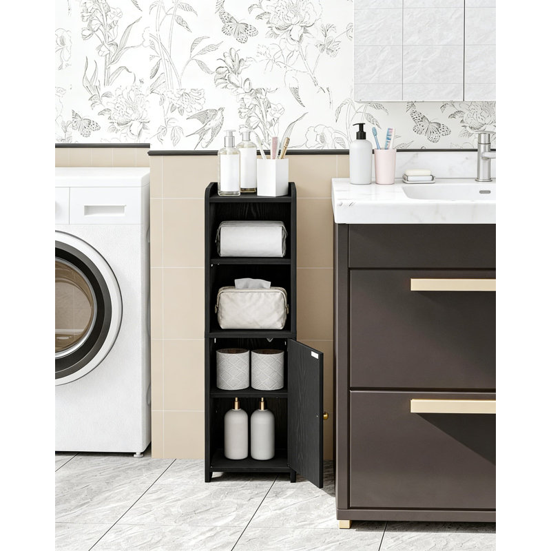 Bathroom Storage Cabinet With Doors, Adjustable Shelf Corner Floor Cabinet, Narrow Toilet Paper Organizer For Small Spaces, Water-Resistant Bathroom Furniture