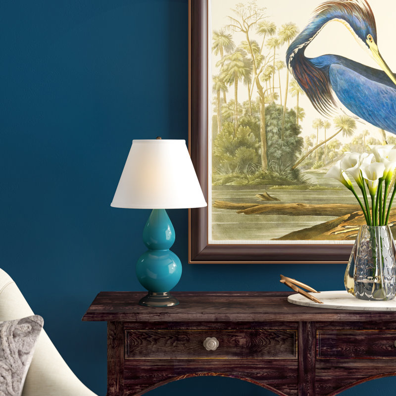Gourd Table Lamp, Lily and Brass Base