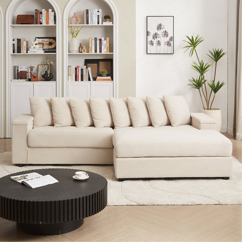 Canapé en L surdimensionné avec méridienne Luxe, Beige