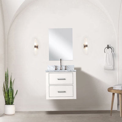 Meuble-lavabo simple 20 po X P 18 po P, comptoir en acrylique et Miroir