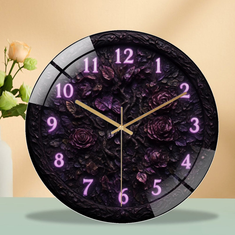 Horloge murale moderne en verre foncé 12 po