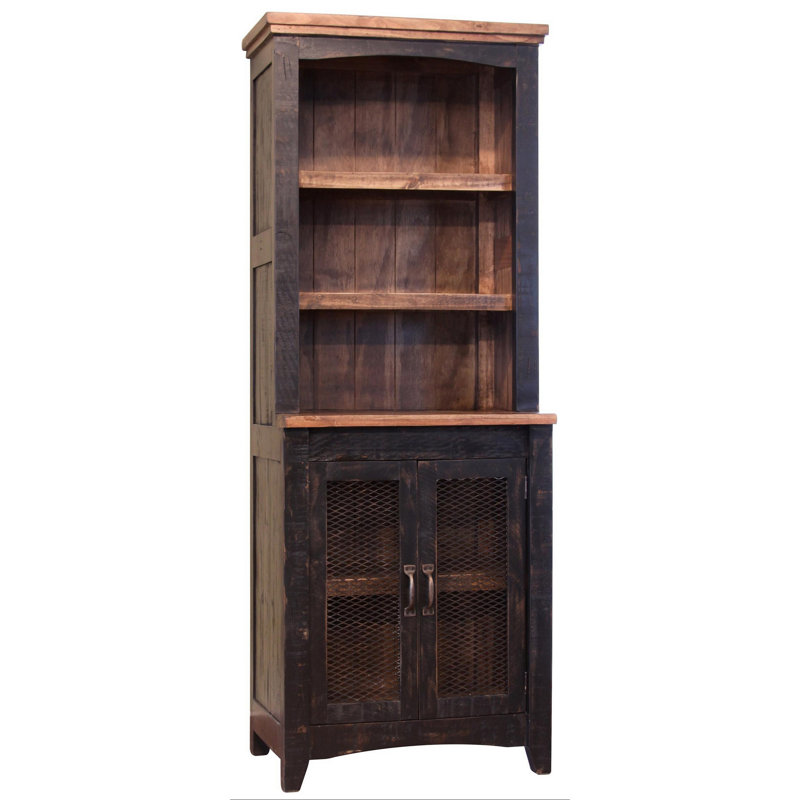 Jetée classique de 72 pouces avec 3 tablettes et 2 portes Ata, bois de pin massif Ata