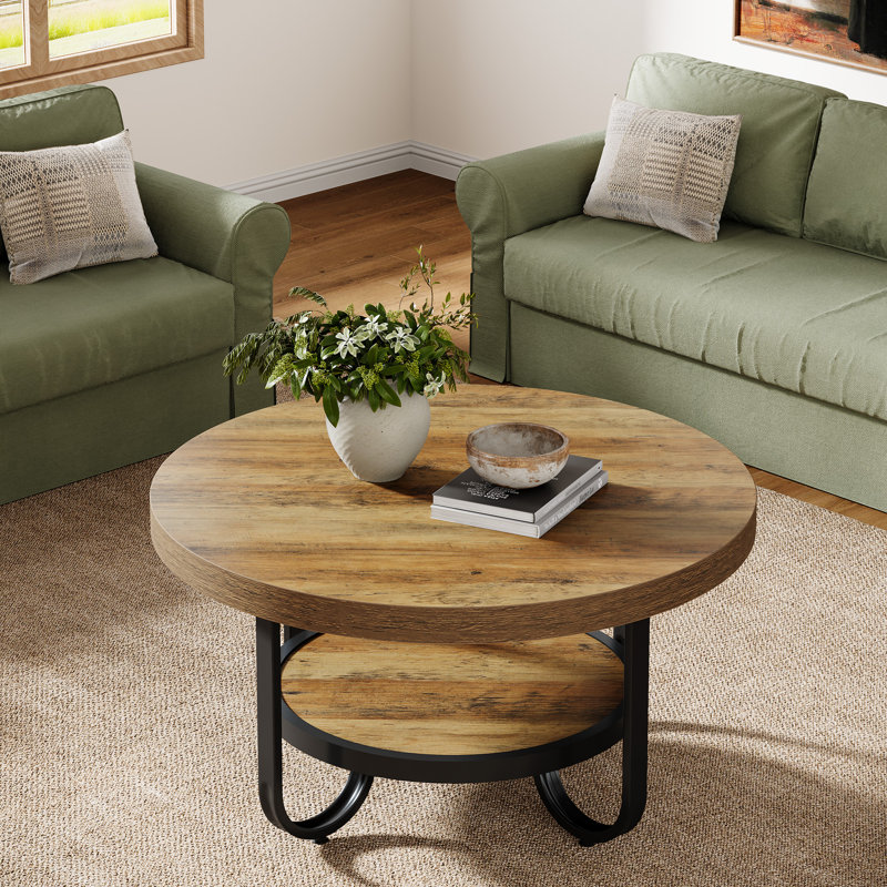 4 Legs Coffee Table with Storage, Brown