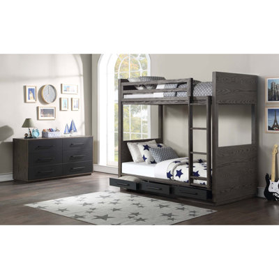 Estevon 6-Drawer Rectangular Dresser in Gray Oak