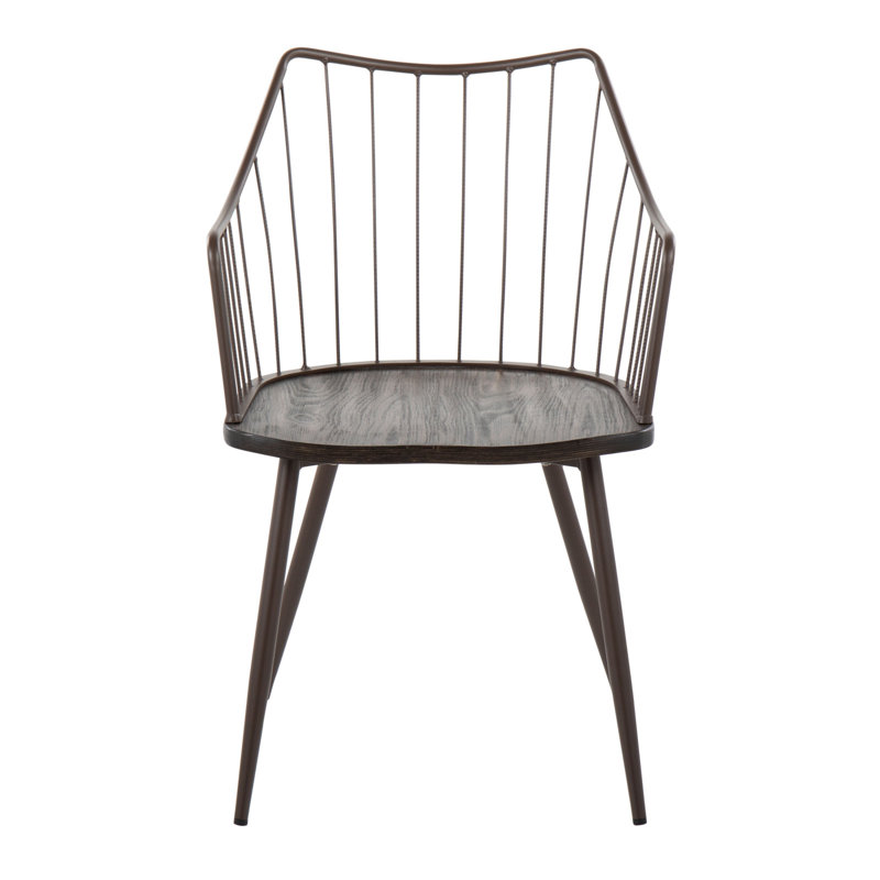 Chaise de ferme Winston en métal cuivré antique et bois blanchi par Lumisource, Noyer