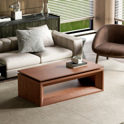 Table basse 43,3 po à plateau relevable moderne en placage de bois massif