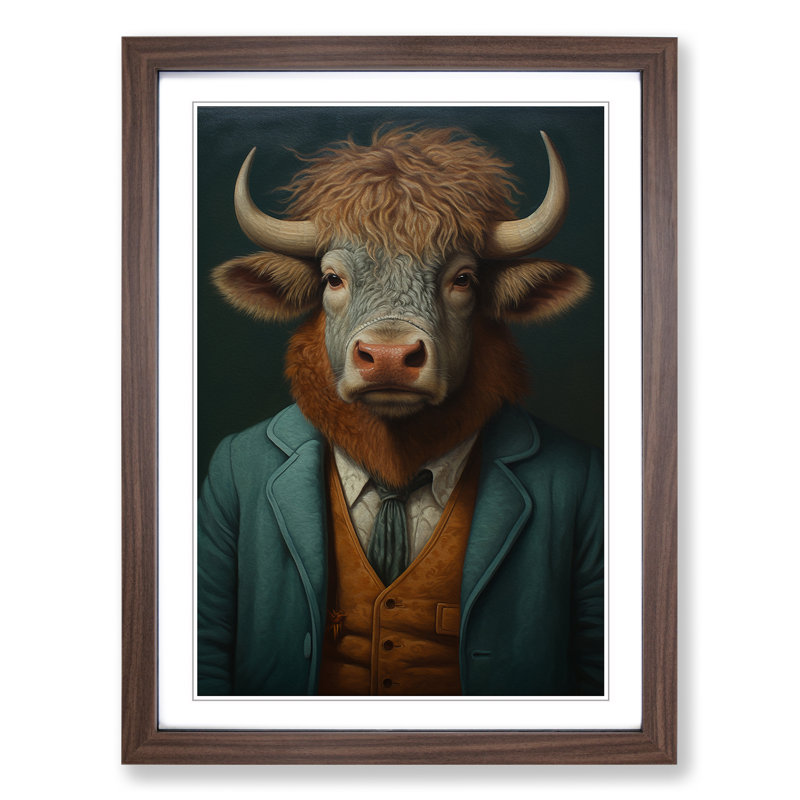 Bison Painting - Framed Print, Walnut, 64cm H x 46cm W x 2cm D