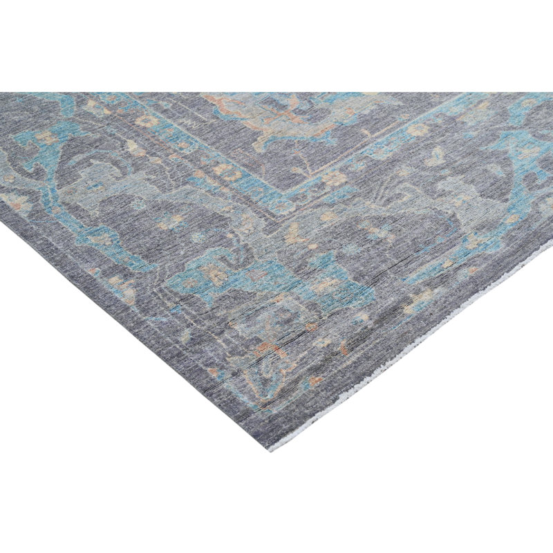Tapis bleu noué à la main de haute qualité