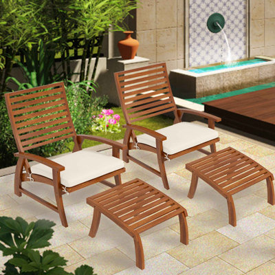 Chaises de patio avec coussins 4 pièces Quitin Outsunny