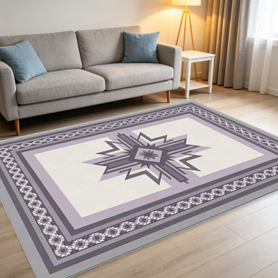 Tapis Southwestern Tribal Star mauve pour le salon, doux et confortable, adapté à toutes les saisons, facile à entretenir, tapis de sol intérieur lavable à la machine, sous la table de ferme convenant à la chambre à coucher, à la salle à manger, au bureau, au balcon, au patio