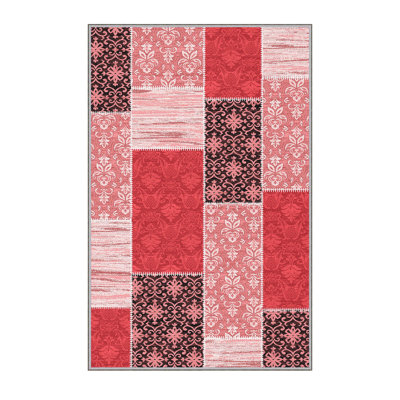 Stylish Hall Carpet, 2.6 x 6.6 Feet, 100% Polyester, 0.3 in Pile Height | Antibacterial, Non-Slip PVC Felt Dot Underside | 3D Digital Print, Machine Washable, Ideal for Entryway & Living Spaces