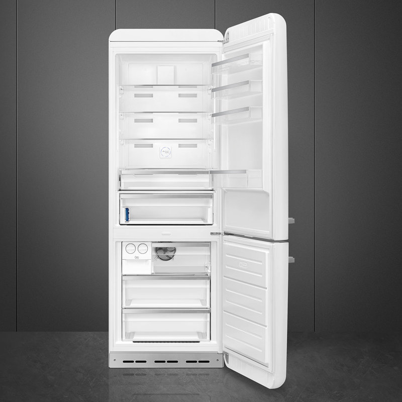 SMEG 27.8" Bottom Freezer 16.26 cu. ft. Energy Star Refrigerator, White, Left Handed
