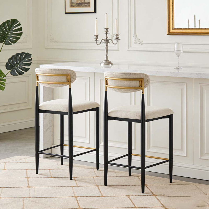 TABOURET DE COMPTOIR ARMLESS, Beige + noir