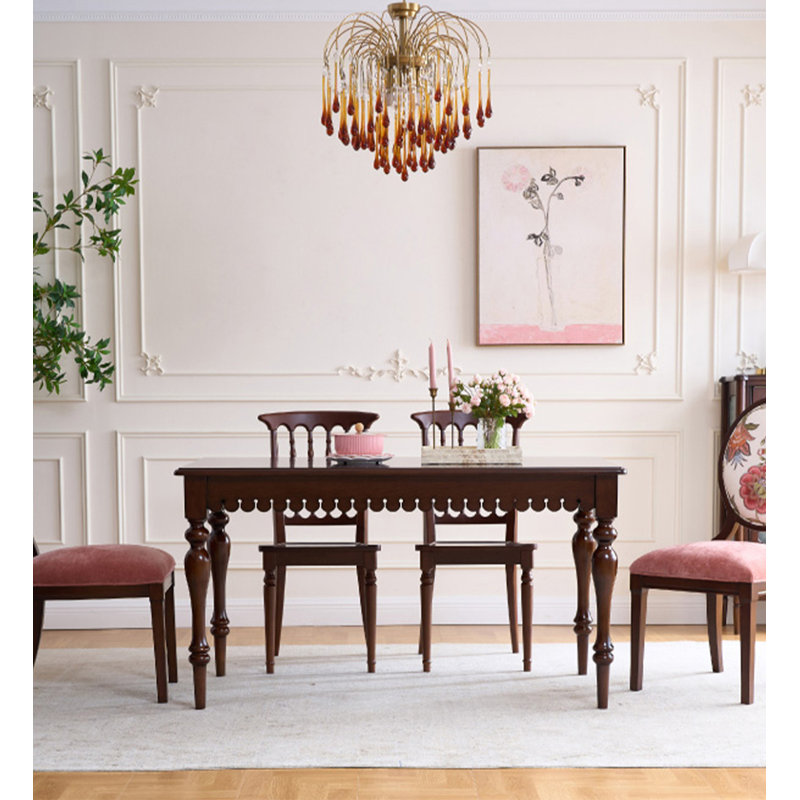 Rectangular American-style retro all-solid wood dining table