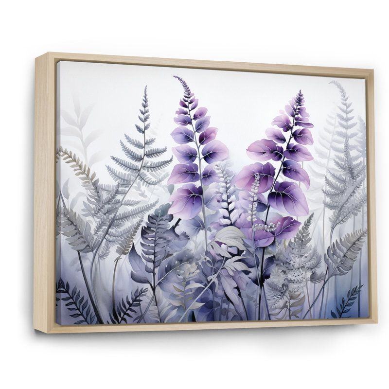 Ferns Violet Dream II - imprimé, H 24 po x l 32 po, Cadre naturel flottant