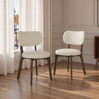 No Assembly Dining Chairs Set Of 2, Mid Century Modern Upholstered Chairs With Walnut Wood Legs, Round Seat Kitchen Chairs For Dining Room & Living Room