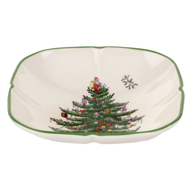 Spode Christmas Tree Sculpted Square Dish 5.5"