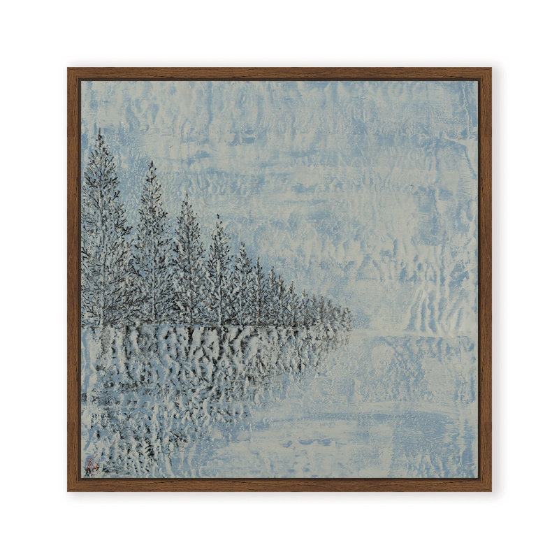 Nature Inspired "Frozen Serenity" Canvas Wall Art By , 20" H x 20" W, Framed Matted Print, Brown