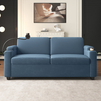 Canapé-lit avec matelas pleine grandeur 72,8 po Corduroy