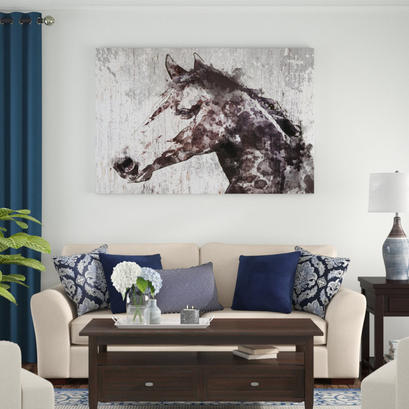 « acier dust cheval », reproduction d’art sur toile tendue, H 40 po x l 60 po x P 1,5 po