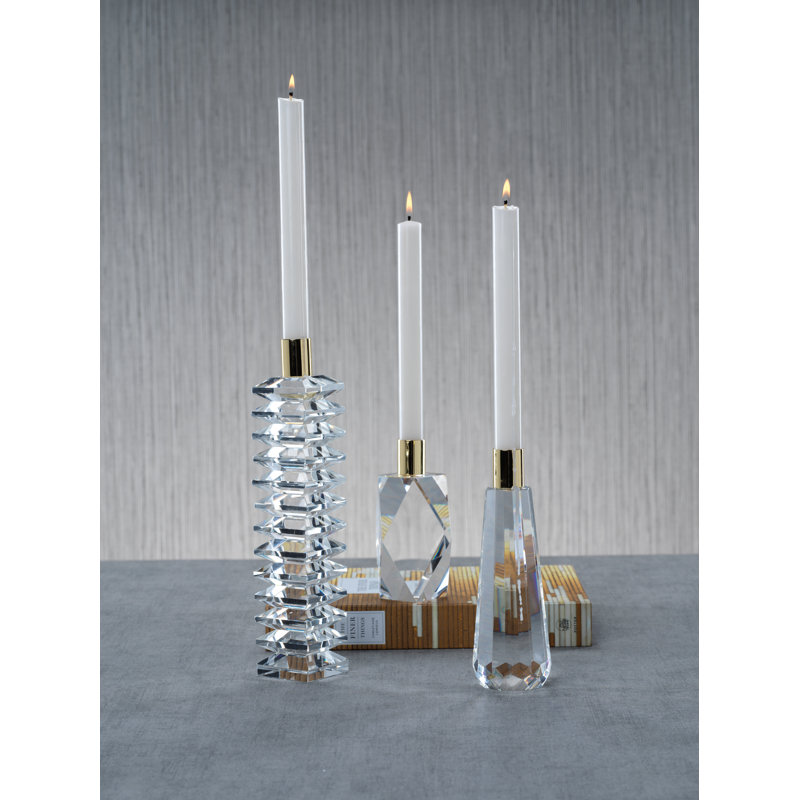 Bougeoir de table en cristal Florella, H 5,5 po x l 2,25 po x P 2,25 po