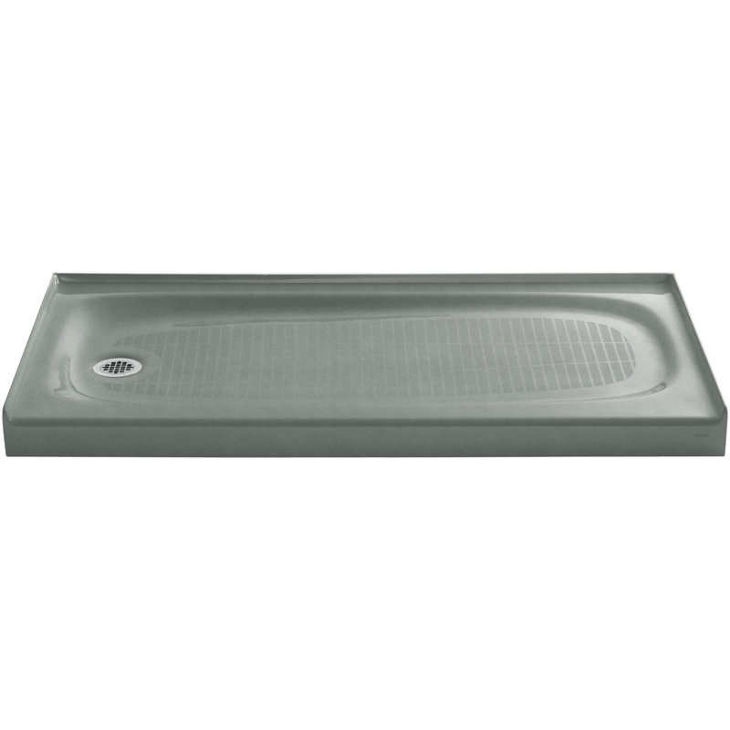 Salient 60" x 30" Cast Iron Rectangular Single Threshold Alcove Shower Base, Basalt, Left-Hand