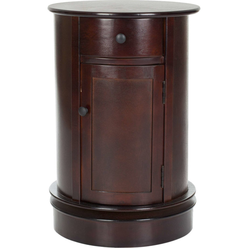 Stylish Swivel Accent Table - Farmhouse Storage Cabinet with 1 Drawer 2 Shelves Door for Living Room, Dark Cherry